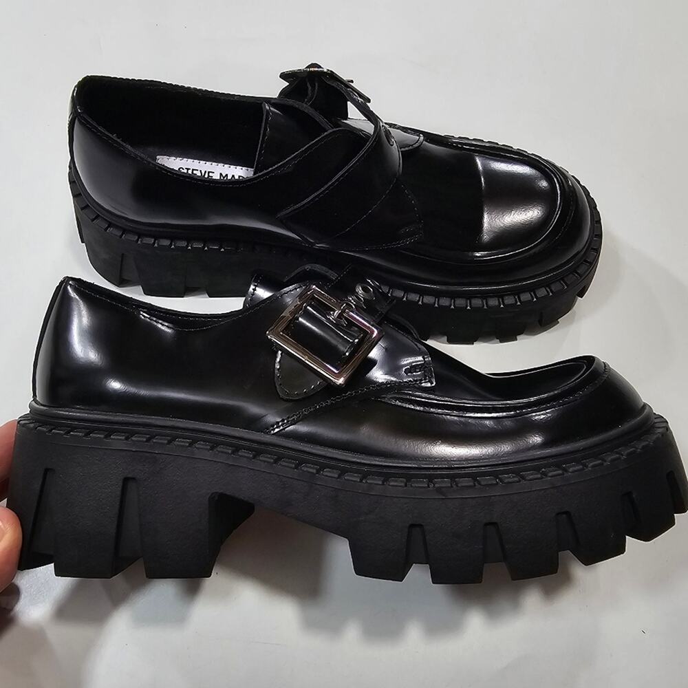 Steve Madden Black Chunky Loafers Size 7 - Picture 5 of 9